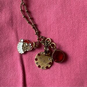 Gold and Red Charm Bracelet